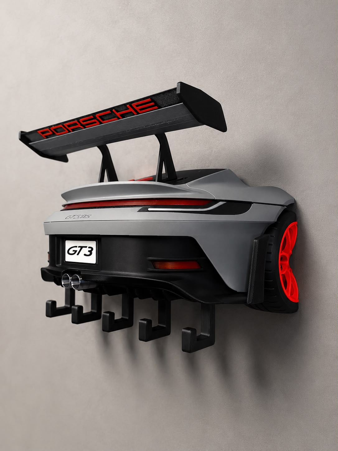 Porta-chaves Porsche GT3 RS Matte Grey, vista de lado